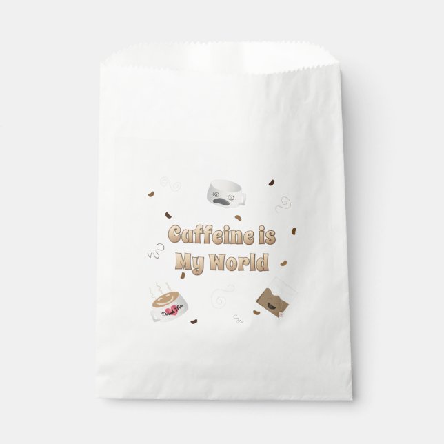 Sachets En Papier La caféine est mon monde (Devant)