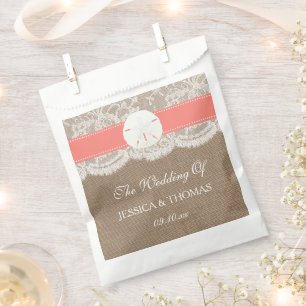 Sachets En Papier La collection de mariage Coral Sand Dollar Beach