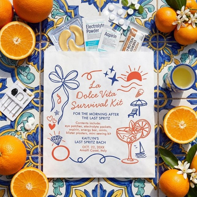 Sachets En Papier La Dolce Vita Bachelorette Party Survival Kit (Créateur téléchargé)