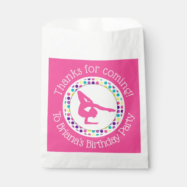 Sachets En Papier La fête de la gymnastique rose favorise un sac Fil (Devant)
