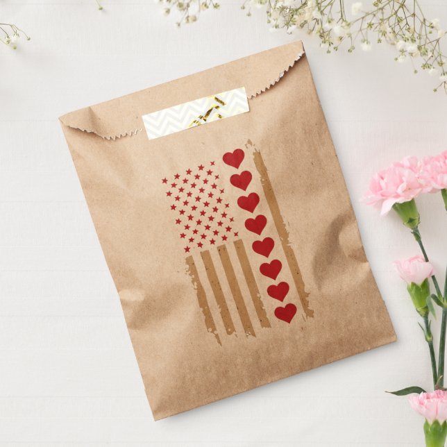 Sachets En Papier La Saint-Valentin Cœurs Drapeau américain  (Scellé)