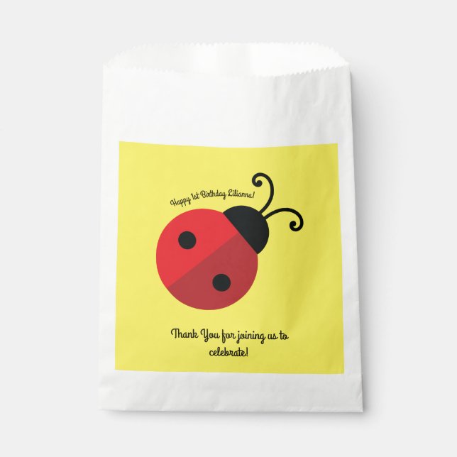 Sachets En Papier Lady Bug Cute Kid's Ladybug Birthday Party (Devant)