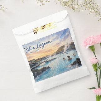 Sachets En Papier Lagon bleu Islande bain thermal aquarelle 