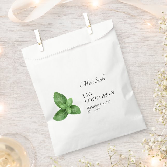 Sachets En Papier Laisser grandir l'amour | Sac Favour Mariage Mint  (Coupé)
