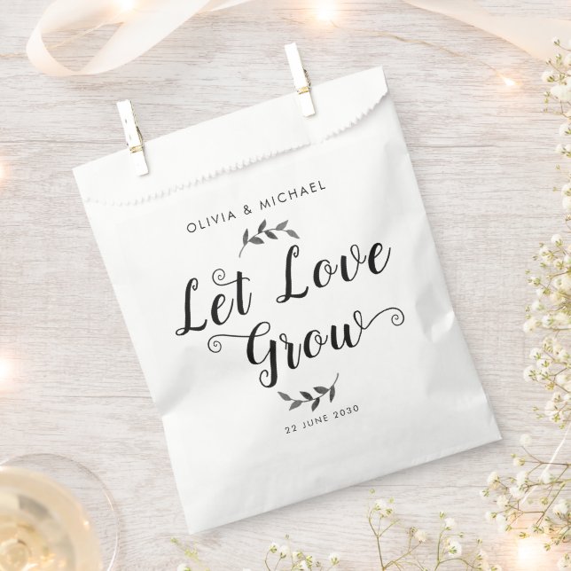 Sachets En Papier Laisser l'amour grandir Mariage semence Packet Bot (Coupé)