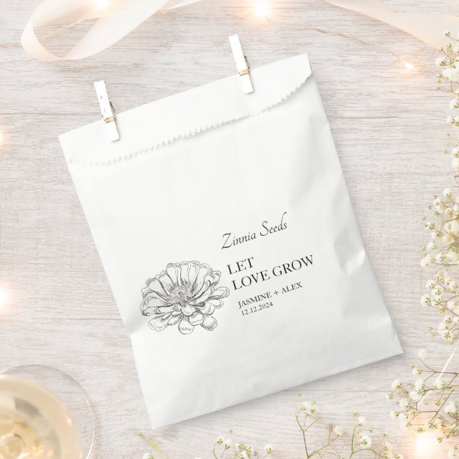 Sachets En Papier Laisser l'amour grandir Zinnia Semence mariage Fav (Coupé)