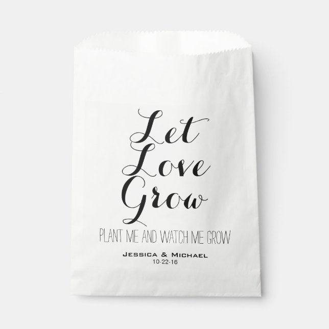 Sachets En Papier Laisser Love Grow plante graines jardin mariage (Devant)