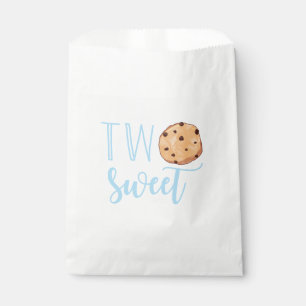 Sachets En Papier Lait et biscuits bleu 2e anniversaire deux sucrés