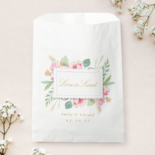 Sachets En Papier L'amour botanique rose est Fête des mariées Mariag