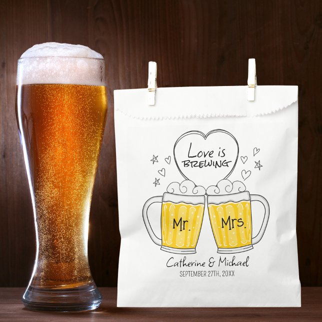 Sachets En Papier L'amour brasse la main dessinée lunettes de bière  (Créateur téléchargé)