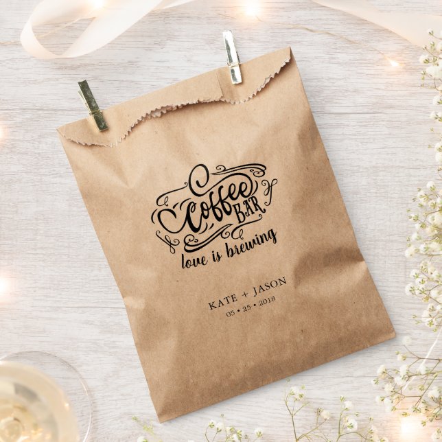 Sachets En Papier L'amour brasse le sac de faveur de mariage monogra (Coupé)