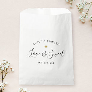 Sachets En Papier L'amour du coeur d'or moderne est Mariage doux