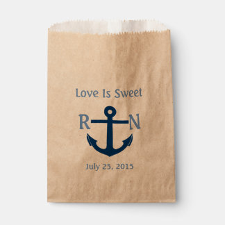 Sachets En Papier L'amour est douce Ancre nautique Mariage Marine Bl