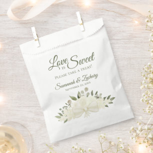 Sachets En Papier L'amour est doux blanc Roses Bouquet Élégant Maria
