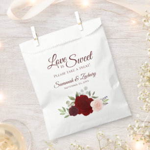 Sachets En Papier L'amour est doux Bourgogne rouge et rose Mariage f