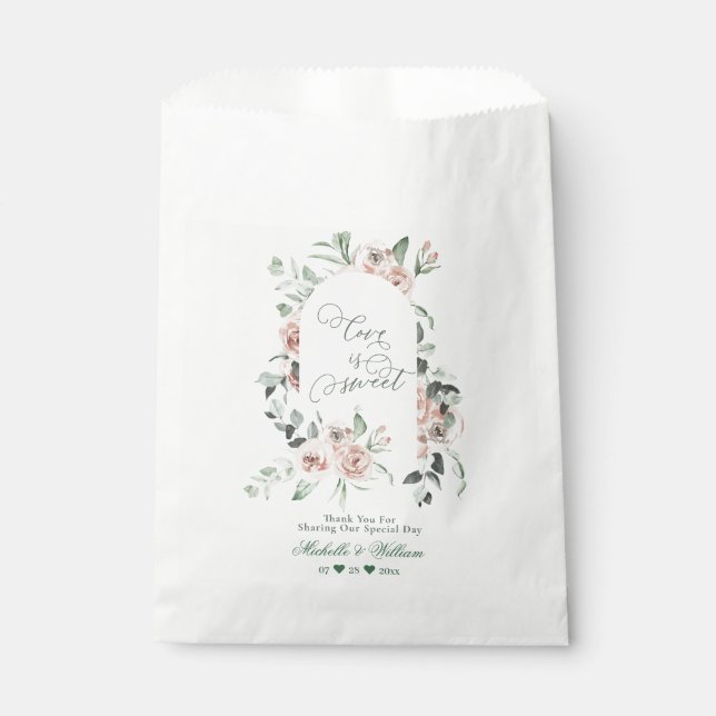 Sachets En Papier L'amour est doux Dusty Rose Eucalyptus Mariage (Devant)