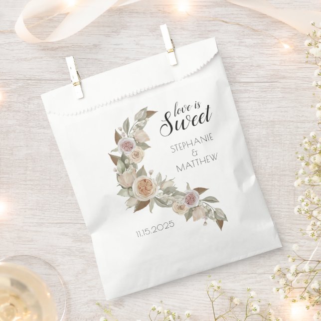 Sachets En Papier L'amour est doux Dusty rose rose Rose Mariage (Coupé)