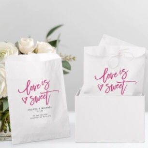 Sachets En Papier L'amour est doux Magenta rose Mariage Coeur amusan