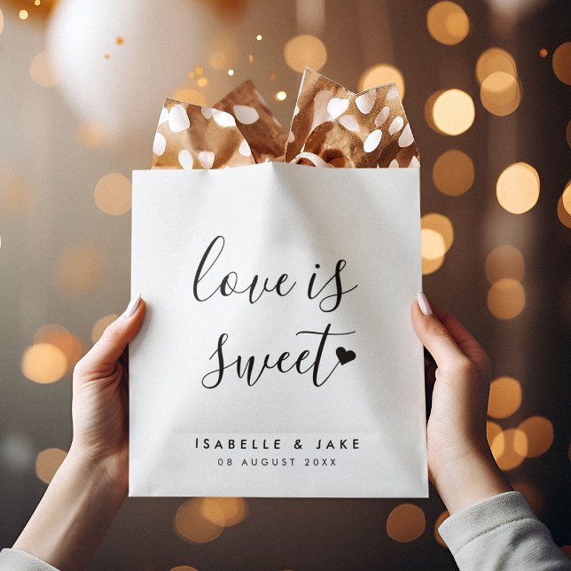 Sachets En Papier L'amour est doux | Mariage blanc simple minimalist (Créateur téléchargé)