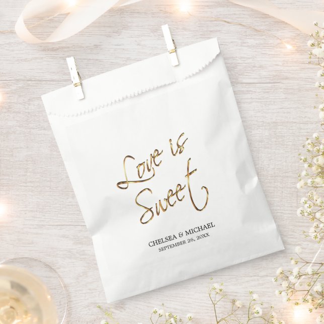Sachets En Papier L'amour est doux - Métal Or (Coupé)