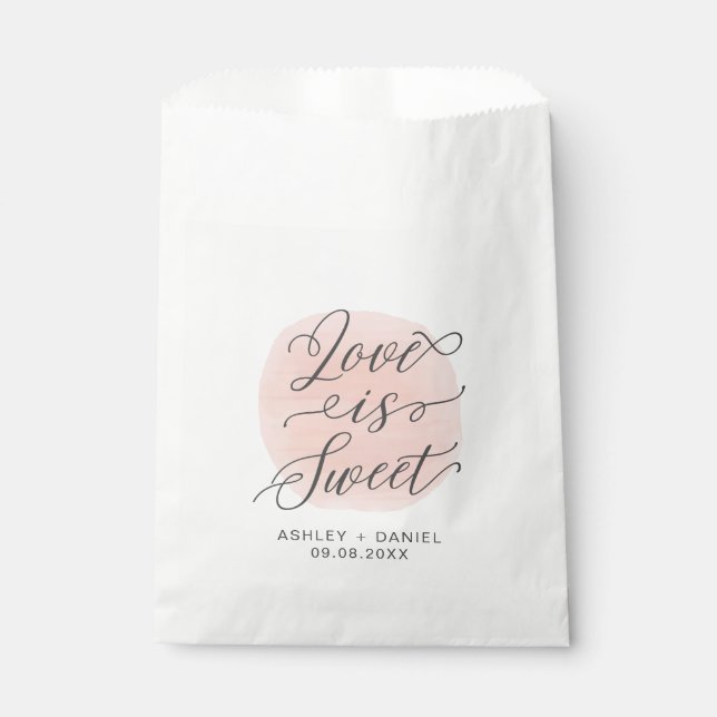 Sachets En Papier L'amour est doux, moderne Mariage Treat Sacks, (Devant)