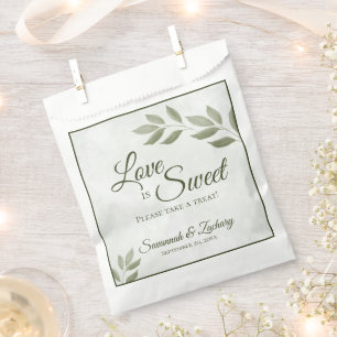 Sachets En Papier L'amour est doux Sage Vert Feuille Mariage