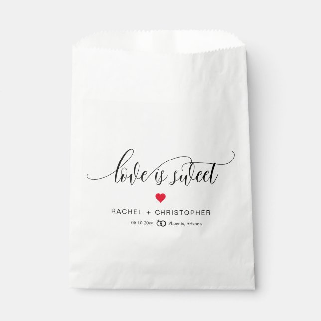 Sachets En Papier L'amour est doux Simple Élégant Mariage de script (Devant)