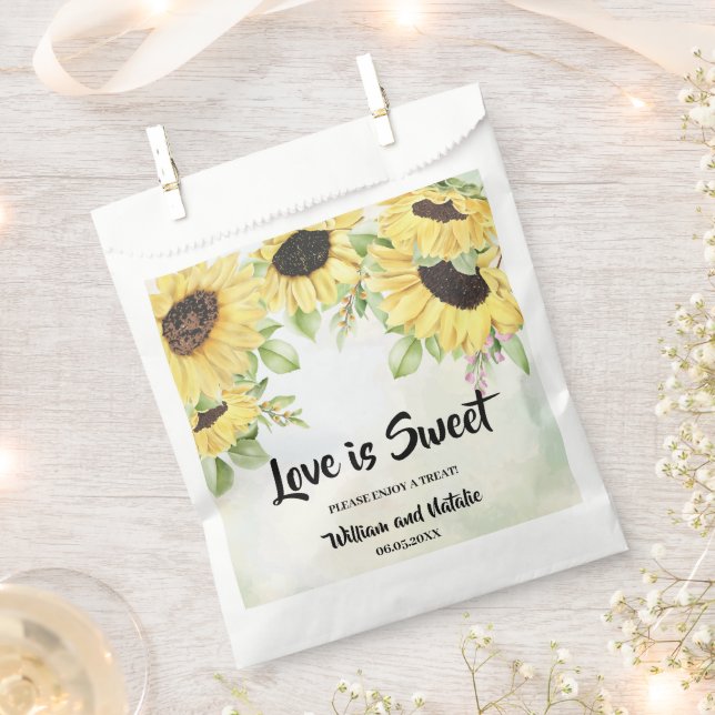 Sachets En Papier L'amour est doux Treat Mariage Sunflower (Coupé)