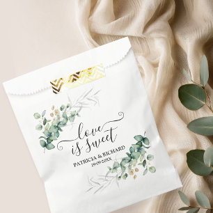 Sachets En Papier L'amour est doux vert Mariage Eucalyptus