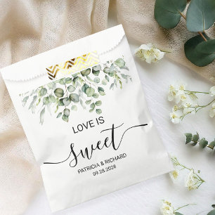Sachets En Papier L'amour est doux vert Mariage Eucalyptus