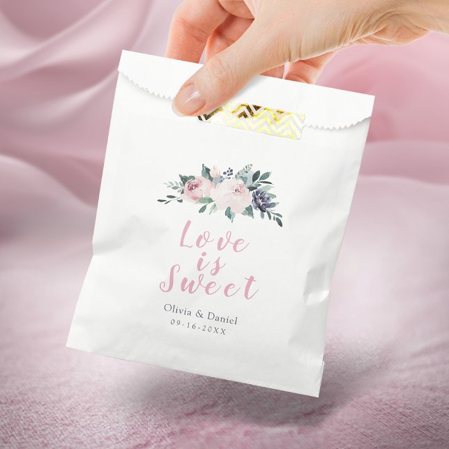 Sachets En Papier L'amour est floraison botanique douce (Love is sweet blooming botanical blush floral favor bag)