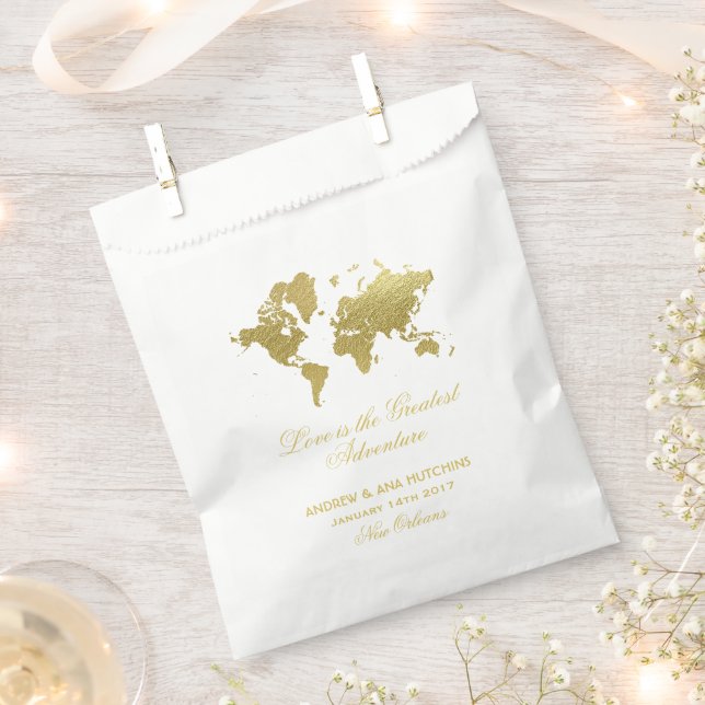 Sachets En Papier L'Amour est le plus grand Mariage de carte Gold Ad (Coupé)