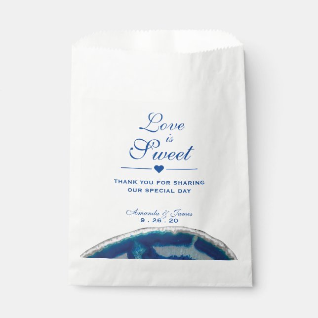 Sachets En Papier L'amour est Sweet Navy Blue Mariage Agate (Devant)