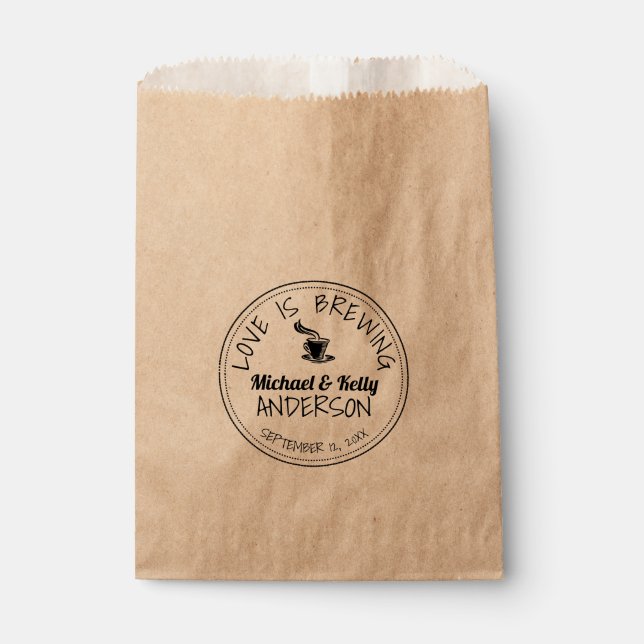 Sachets En Papier L'amour rustique brasse le café Mariage Treat (Devant)