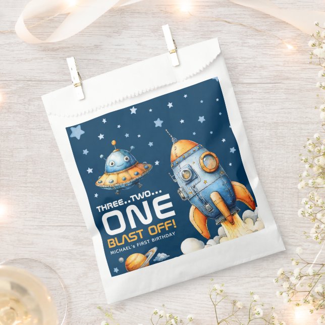 Sachets En Papier Lancement de fusée interstellaire - 1er anniversai (Coupé)