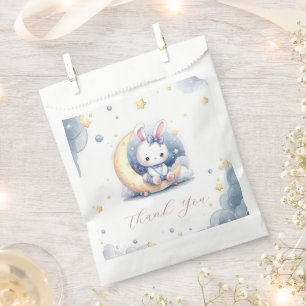 Sachets En Papier lapin mignon assis sur la lune