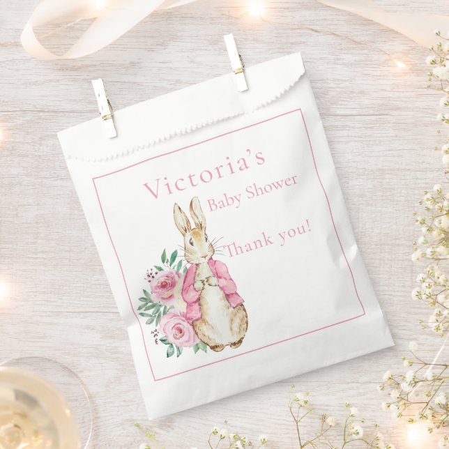 Sachets En Papier Lapin Rose Lapin Baby shower Floral (Coupé)