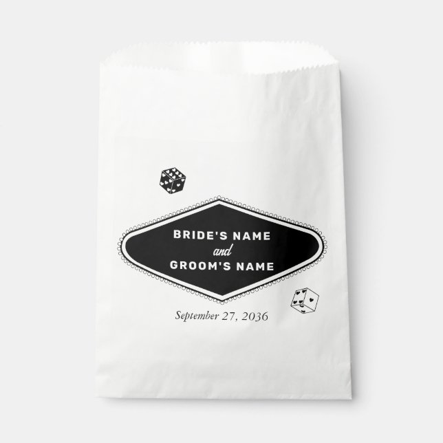 Sachets En Papier Las Vegas Casino Destination Mariage Noir Blanc (Devant)