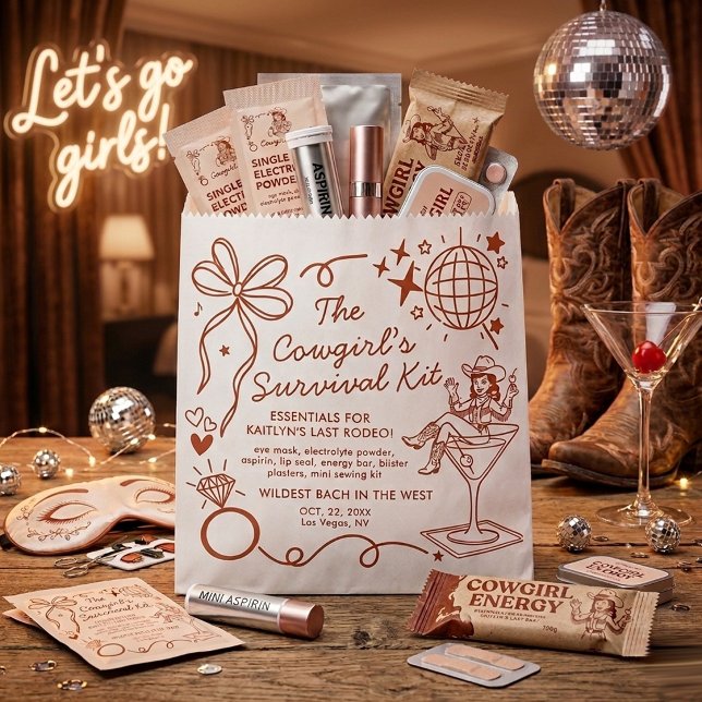 Sachets En Papier Last Rodeo Bachelorette Party Survival Kit (Créateur téléchargé)