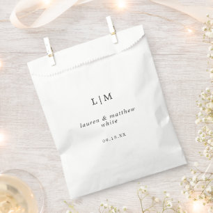 Sachets En Papier Lauren Noir et Blanc Monogramme Mariage élégant
