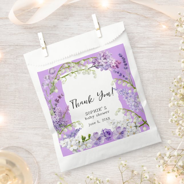 Sachets En Papier Lavender Boho Florals Baby shower Customisé (Coupé)