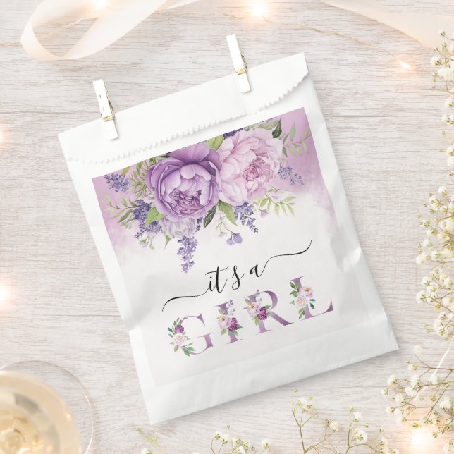 Sachets En Papier Lavender Garden Flowers Fille Baby shower (Coupé)