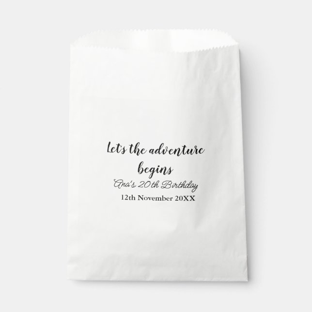 Sachets En Papier l'aventure commence 20e anniversaire ajouter nom d (Devant)