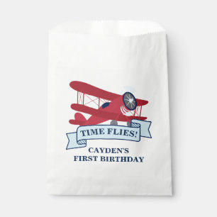 Sachets En Papier L'avion rouge d'anniversaire Time Flies