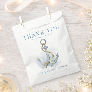 Sachets En Papier Lavis d'ancre bleu et blanc pour douche de mariée