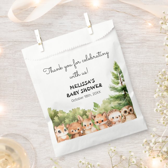 Sachets En Papier Le Baby shower des animaux forestiers (Coupé)
