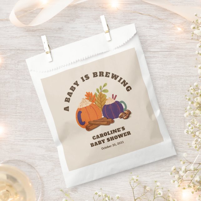 Sachets En Papier Le bébé brasse le café Citrouille Baby shower d'au (Coupé)
