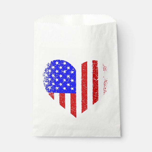 Sachets En Papier le coeur du drapeau américain (Devant)
