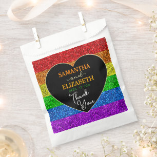 Sachets En Papier Le drapeau LGBT arc-en-ciel scintille le coeur mar
