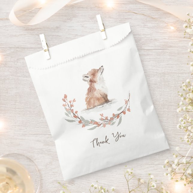 Sachets En Papier Le Merci de renard animal de Noël (Coupé)